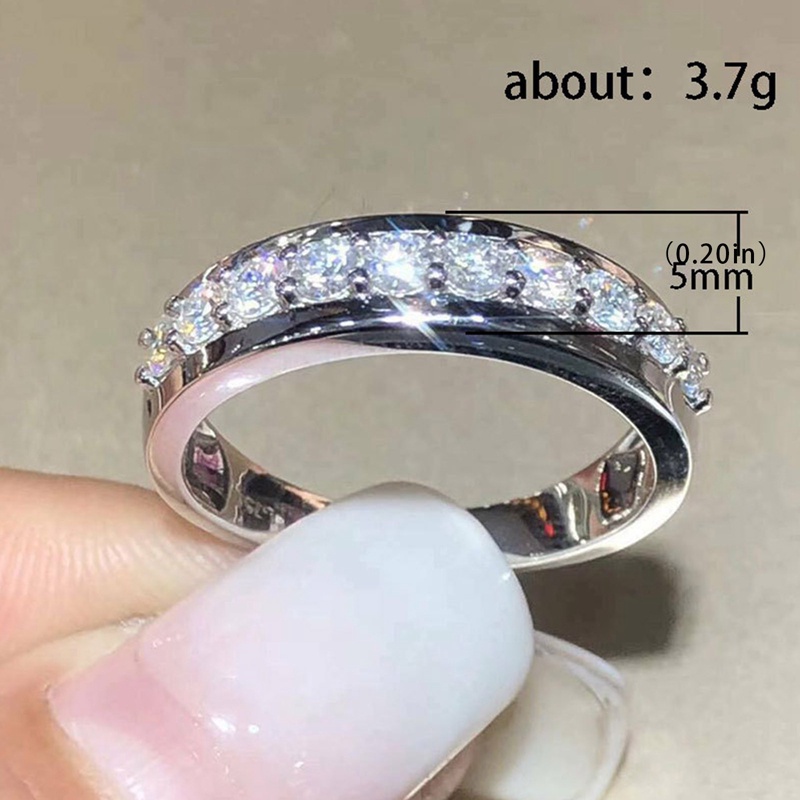 Fancyqube Cincin Berlian Zircon Bentuk Persegi Warna Silver Gaya Korea Untuk Wanita