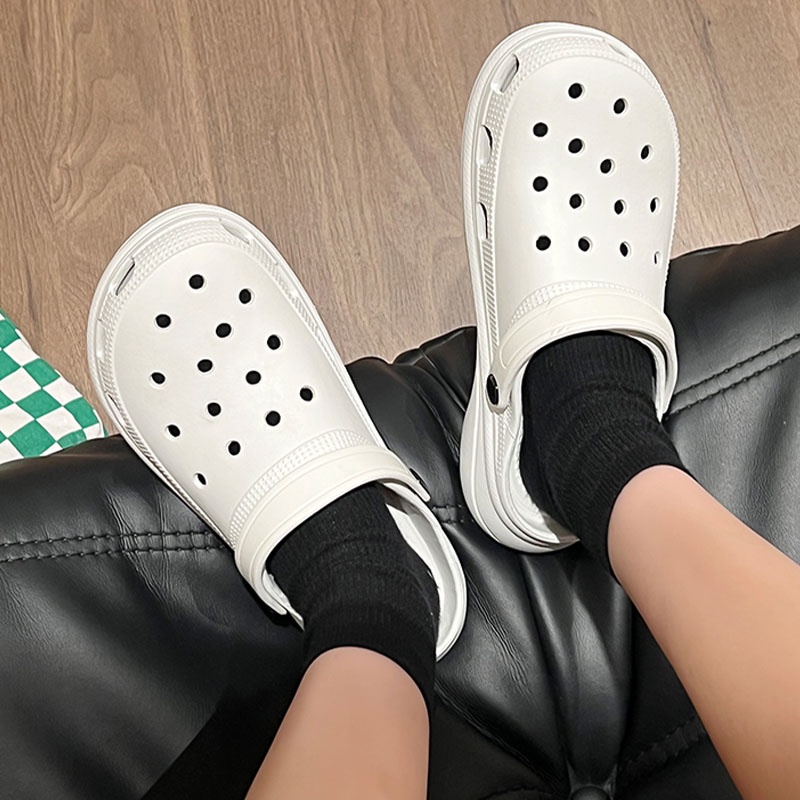 Sandal Baim Wanita Sandal Selop Import Nyaman Sendal Kodok Tinggi Sandal Vintage Sandal Jelly Wanita Sandal Fuji Wanita  Cantik Lucu Aneka Warna Karet Rubber Elastis Anti Slip Jibbitz Wedges Platform Sandal Fuji Viral - Size 36 - 40