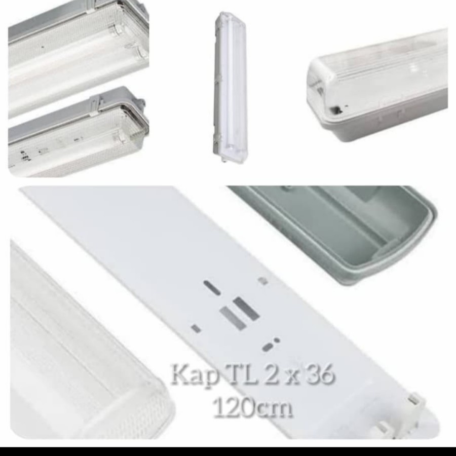 kap lampu tl waterproof 2x36 / kap neon tl outdoor 2x36 2 x 36 120cm