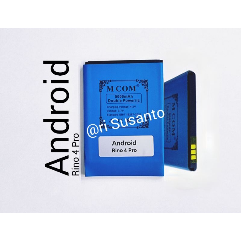 Baterai MCOM for Android Rino 4 Pro Double Power 5000mAh batere batre batrai battery