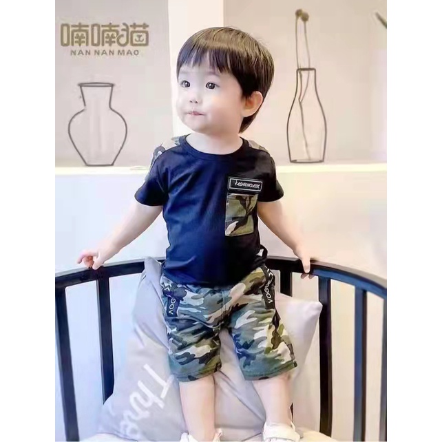 Setelan anak Laki Laki Import 1-4Tahun Fashion Baju Atasan lengan pendek Stelan Celana Jeans Baju Kaos Premium