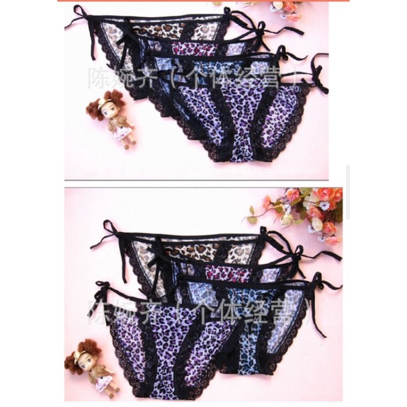 14 aneka macam model Celana dalam thongs g string wanita motif leopard macan tutul semi transparant model tali dan non tali cewe wanita