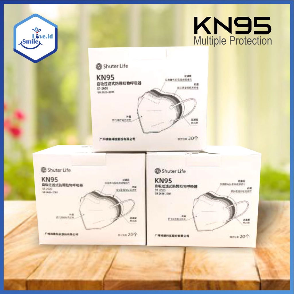 Masker 5 Ply KN95 N95 Shuter Life isi 20pcs Masker Medis Masker Wajah Masker Debu MK01