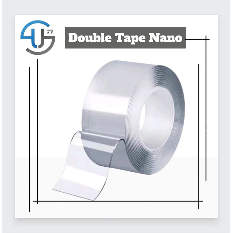 US120 Double Tape Nano Selotip Bening 2 Sisi Serbaguna 1 Meter By Toko Haji Usman