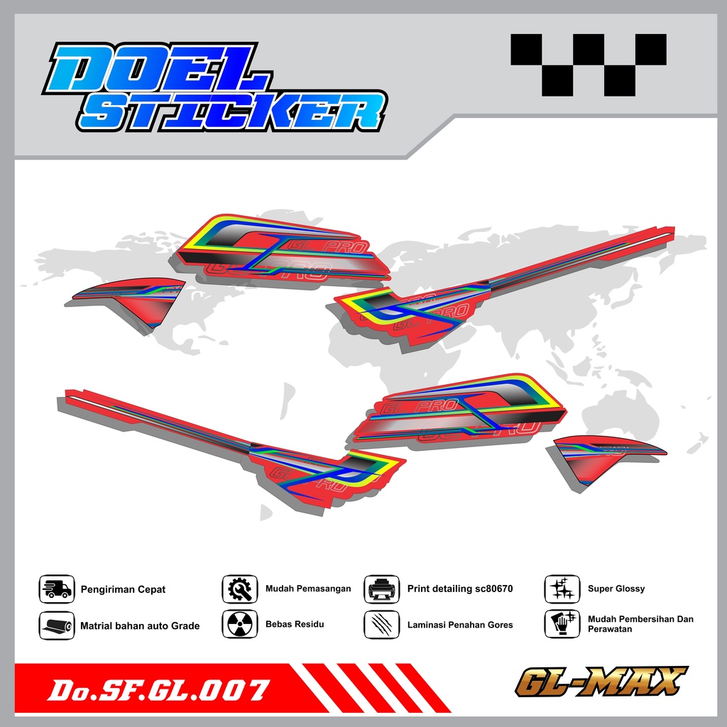 Sticker Striping GL PRO , MAX List Variasi Hologram pelangi,Crome Doel 007