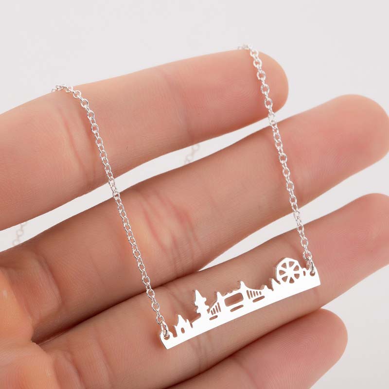 2022 Kalung Rantai Klavikula Desain Jembatan Roda Air Kecil Gaya Eropa Amerika Untuk Wanita