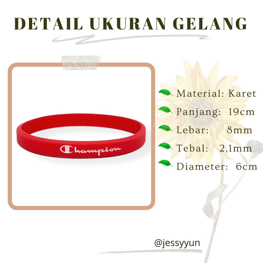 Gelang Pira Karet Champion Bracelet Rubber Kasual Sport
