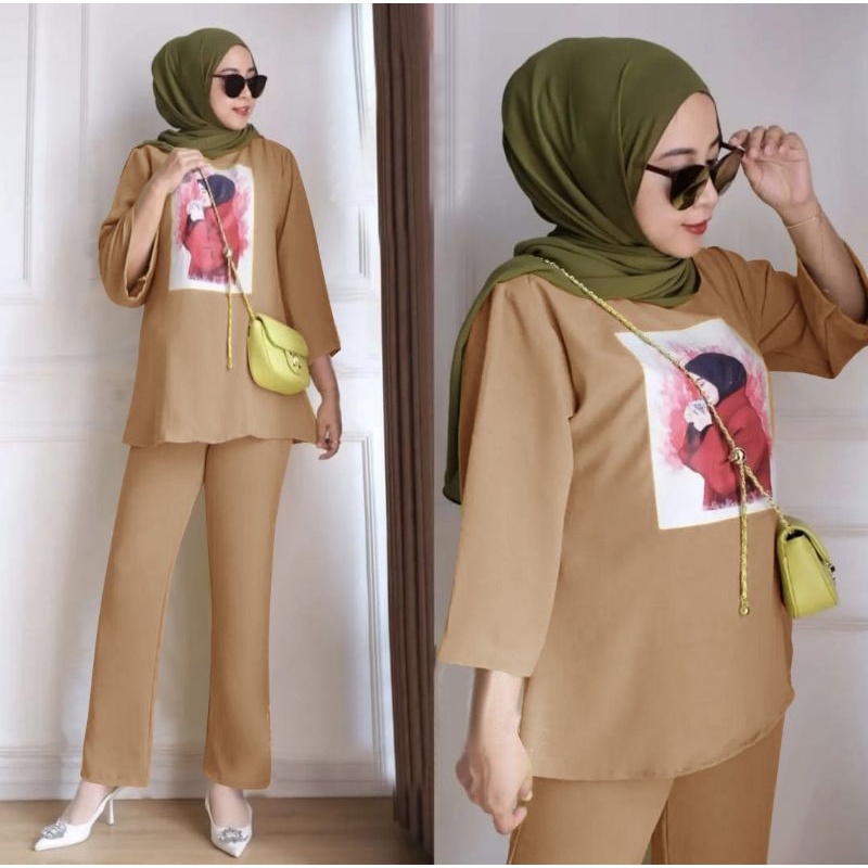 SET CELANA POMELO, BABYTERRY, GAMIS HIJAB MUSLIM, SETELAN