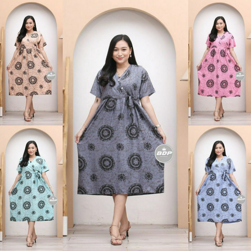 Dress Kimono Rayon Busui | Baju Tidur Wanita Daster Kekinian Kancing Depan