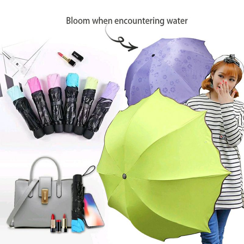 3D Payung Hujan Lipat Magic Umbrella / Dimensi Lapisan Hitam ANTI UV