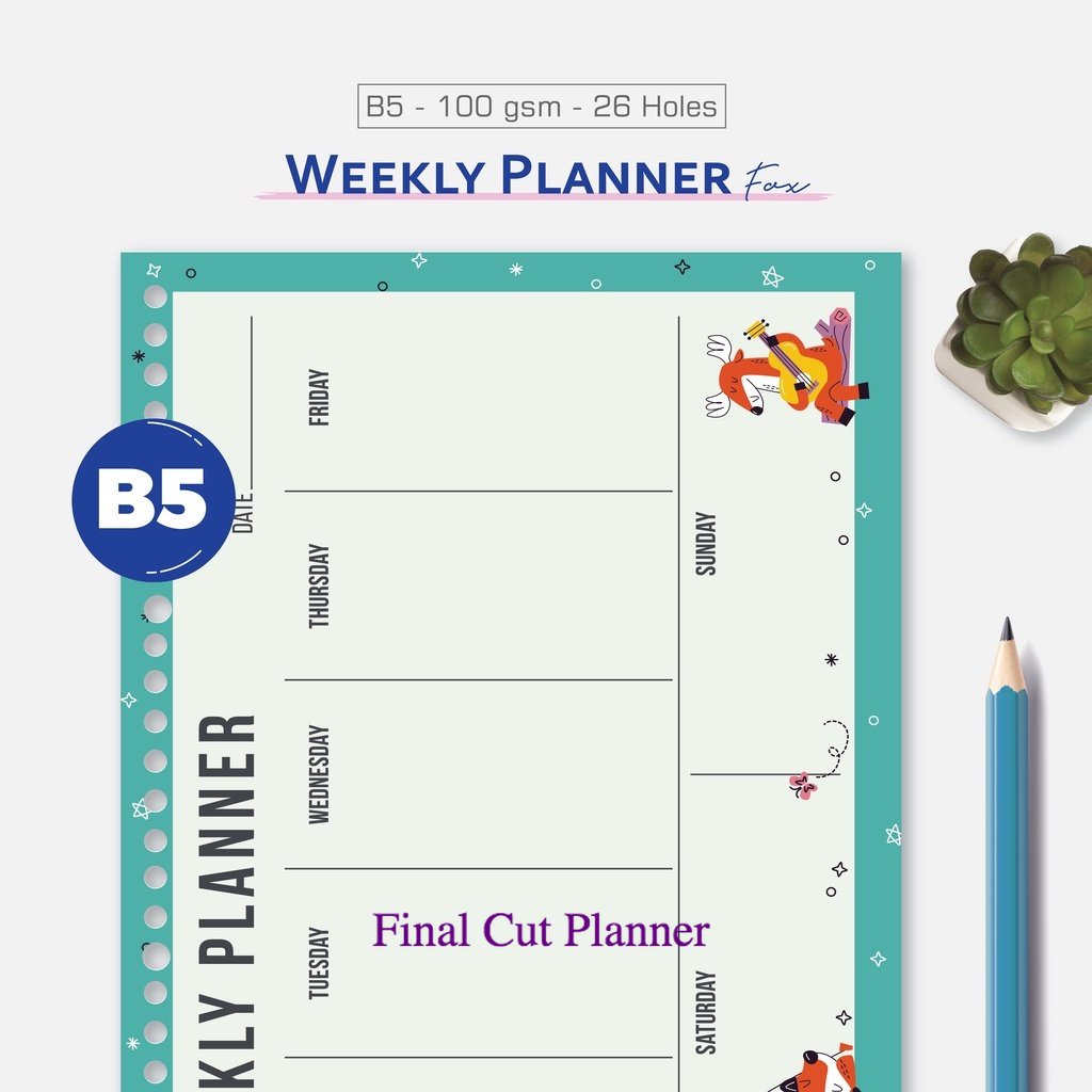 

Bukuqu Loose leaf B5 - L136 Weekly Planner Fox - Stationery - Isi File - Bookpaper .
