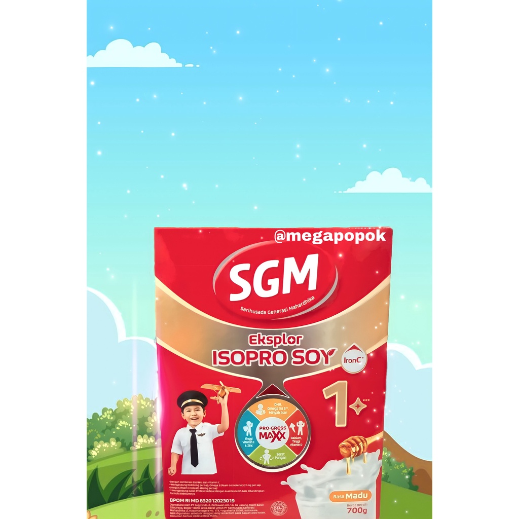 SGM Eskplor Soya 1+ Usia 1-5 Tahun Rasa Vanila/Madu 700gr/megapopok