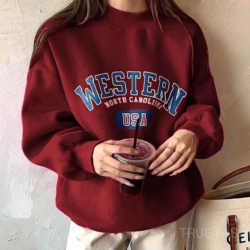 Sweater Crewneck Western - Oversize Style Sweatshirt - Size M - L - XL - XXL - Pakaian Pria Dan Wanita - Bahan Fleece