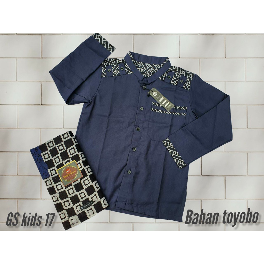 Baju Koko Kombinasi Batik Lengan Panjang Anak Remaja Usia 8-13 Tahun Kelas SD-SMP Model Terbaru