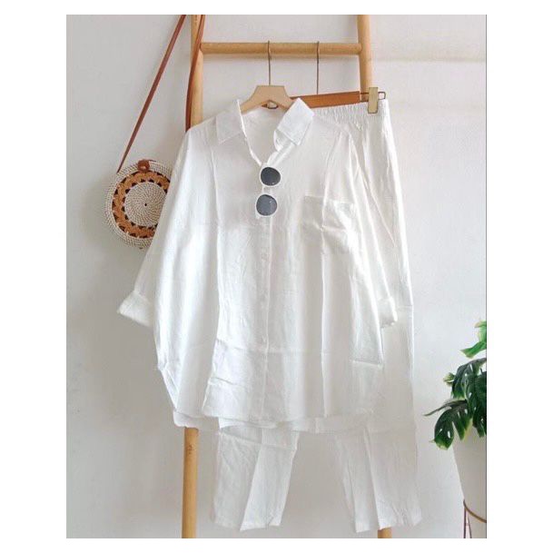 Setcel Crinkle murah / Setcel murah premium / setelan murah / setelan crinkle / setcel busuy-putih