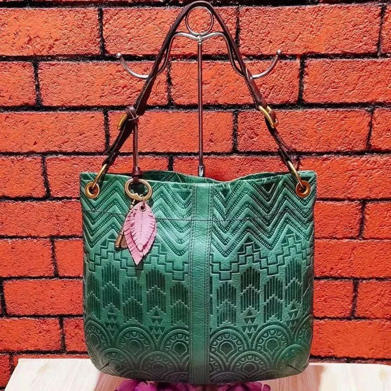*SALE TODAY* Fossil Deasy Emerald Green Hobo Lengkap Key Daun