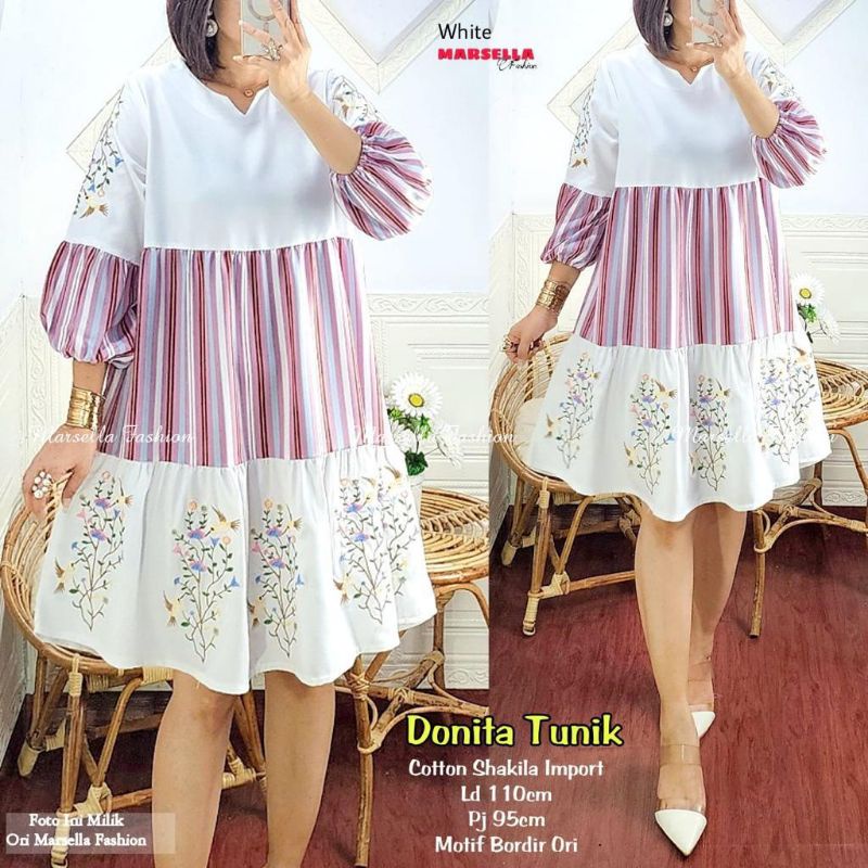DONITA TUNIK/TUNIK COTTON SHAKILA IMPORT MOTIF BORDIR ORI