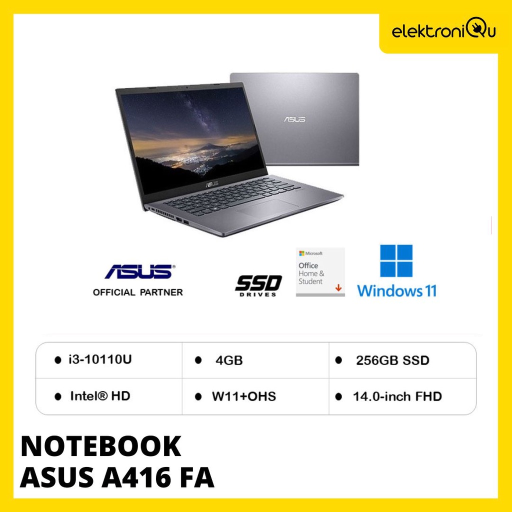 LAPTOP ASUS VIVOBOOK 14 A416FA - I3 10110U 4GB 256SSD 14 FHD