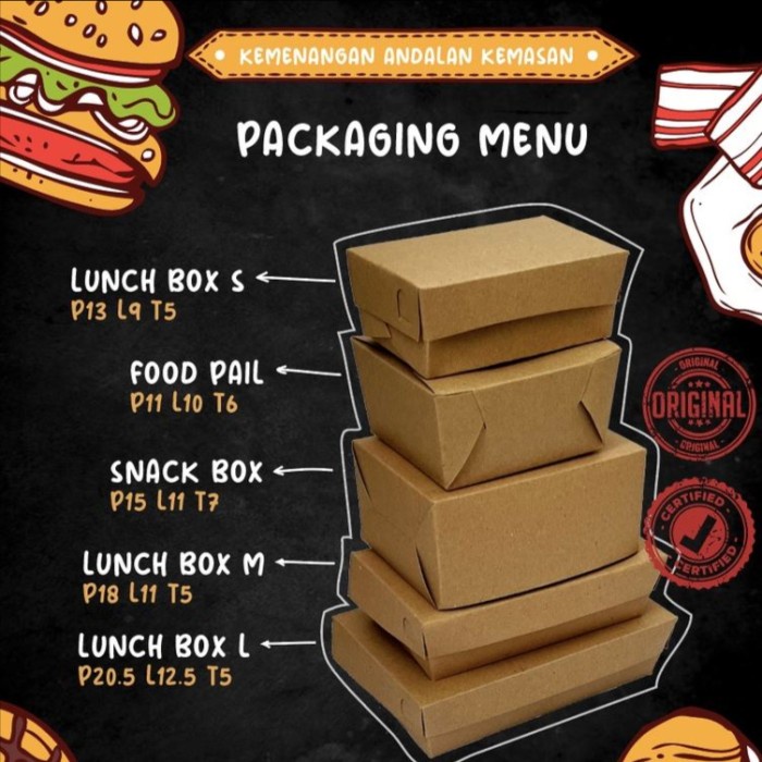 Paper Lunch Box Kertas Model Snack Box Makanan Kraft Burger Hot Dog Pizza Kebab