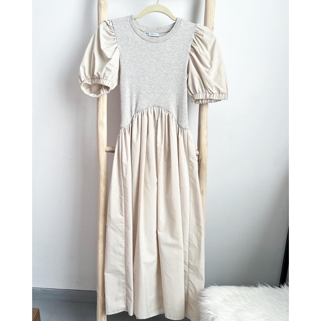 Zara Puff Sleeves Midi Dress
