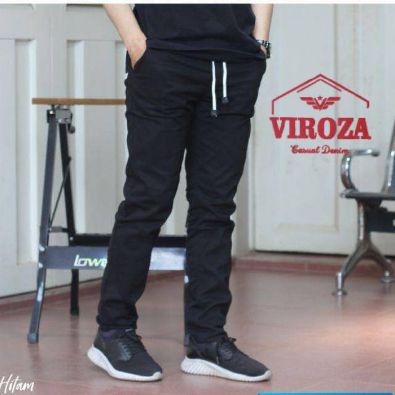 CELANA PANJANG CHINO PRIA PINGGANG KARET ORIGINAL VIROZA 28-39 JUMBO