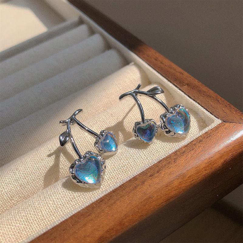 Korean Ins Fashionable Moonstone Cherry Earrings COCOJEWELRY