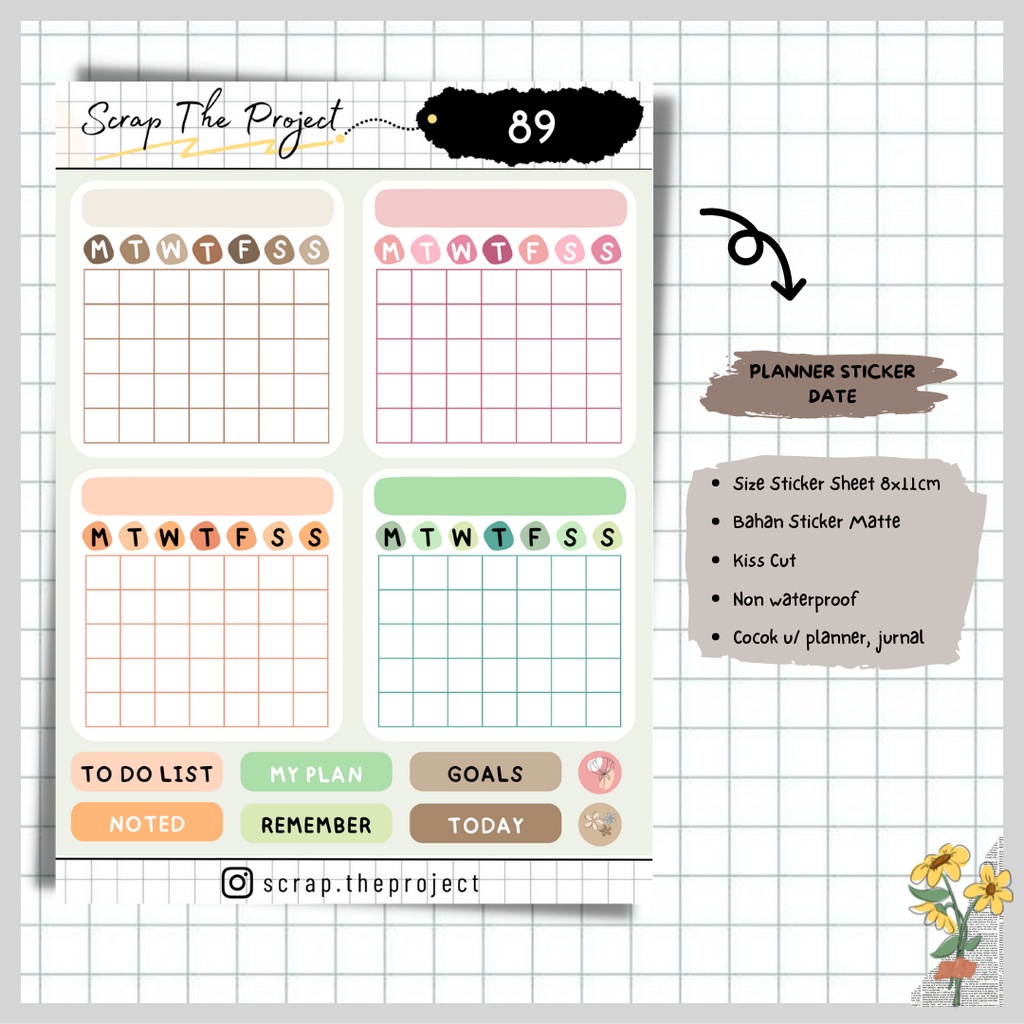 

STICKER PLANNER JOURNAL / STICKER MONTHLY DAILY PLANNER / STP - 89