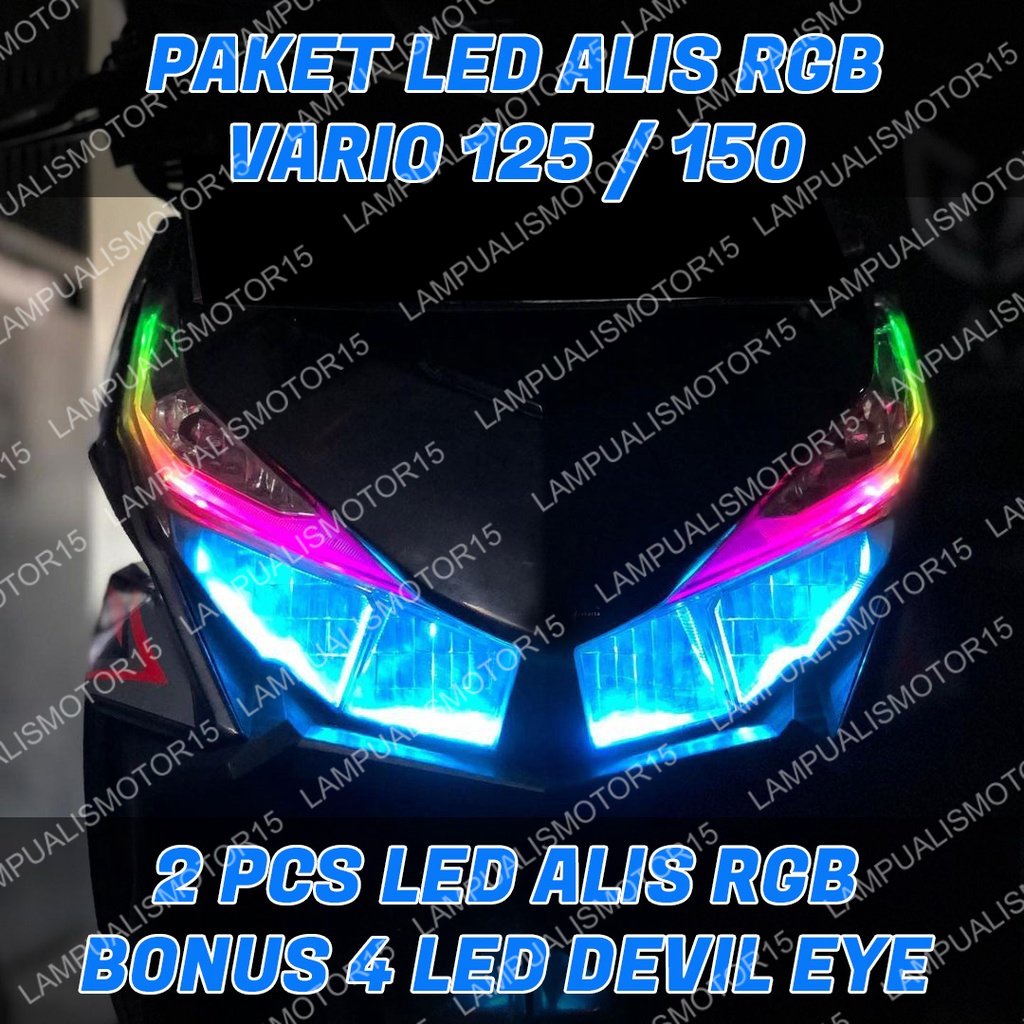 LAMPU ALIS RUNNING RGB VARIO 125 VARIO 150  BONUS DEVIL EYES LAMPU ALIS DRL RUNNING