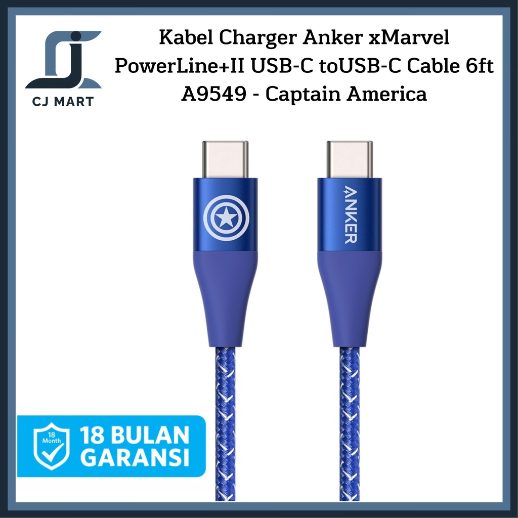 Kabel Charger Anker xMarvel PowerLine+II USB-C to USB-C Cable 6ft A9549