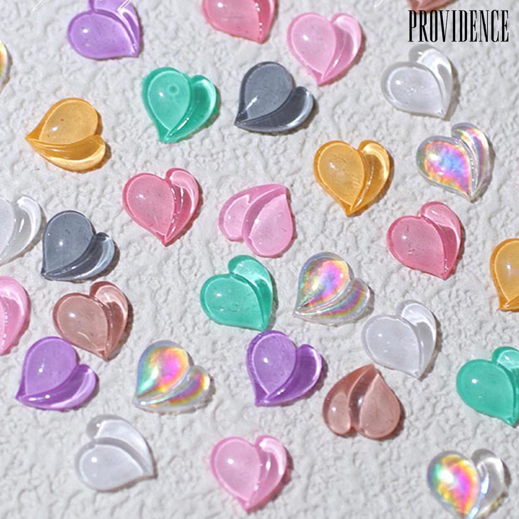 20pcs / Pak Charms Kuku Bentuk Hati Batu Kristal Imitasi Multifungsi Bahan Resin Untuk Dekorasi Wanita