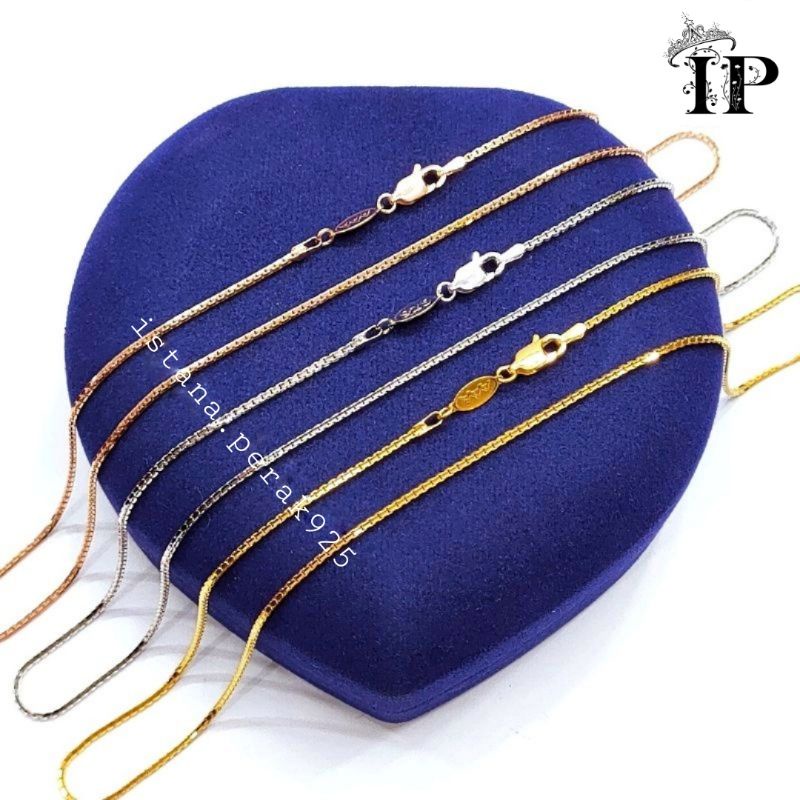 KALUNG PERAK ASLI PRIA WANITA SILVER 925 LAPIS EMAS PUTIH MODEL ITALI SANTA 50cm- PERHIASAN PERAK