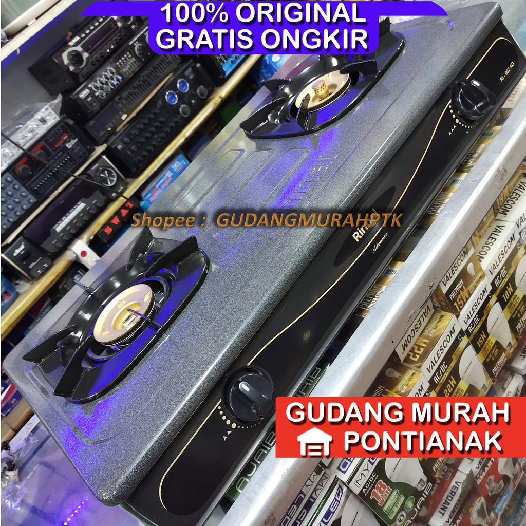 Kompor ANTI GORES 2 Tungku Rinnai API LILIN RI 602AG API BESAR Stainless Steel 602 AG RI602AG RI-602AG 602A A Stove stenlis Bisa Body lepas