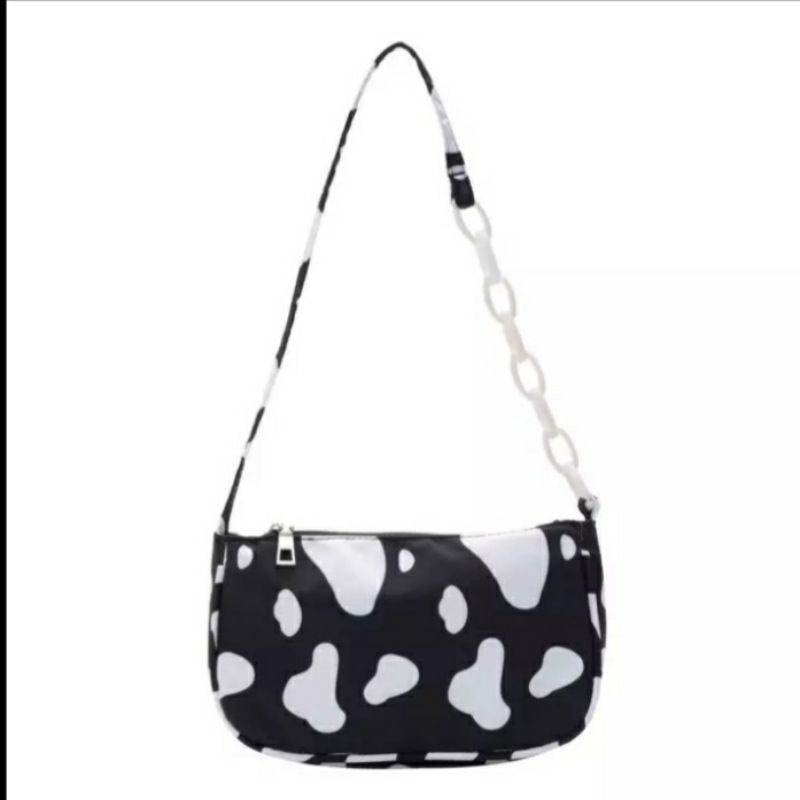 ALESHA AL1066 - Tas Selempang Bahu Wanita Shoulder Bag Rantai Cow Pattern