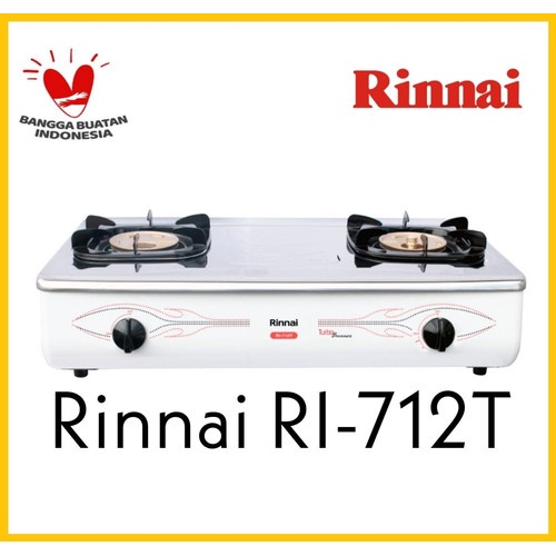 Rinnai Kompor Gas 2 Tungku RI 712 T PUTIH Stainless steel Anti Karat Api Lilin