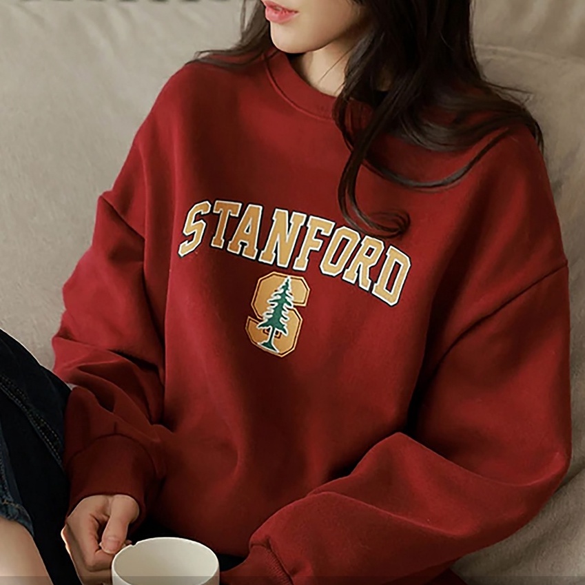 Sweater Stanford | College Style Sweatshirt | Baju Wanita Dan Pria Oversize | Sweater Logo Kampus | Bahan Fleece | Allsize