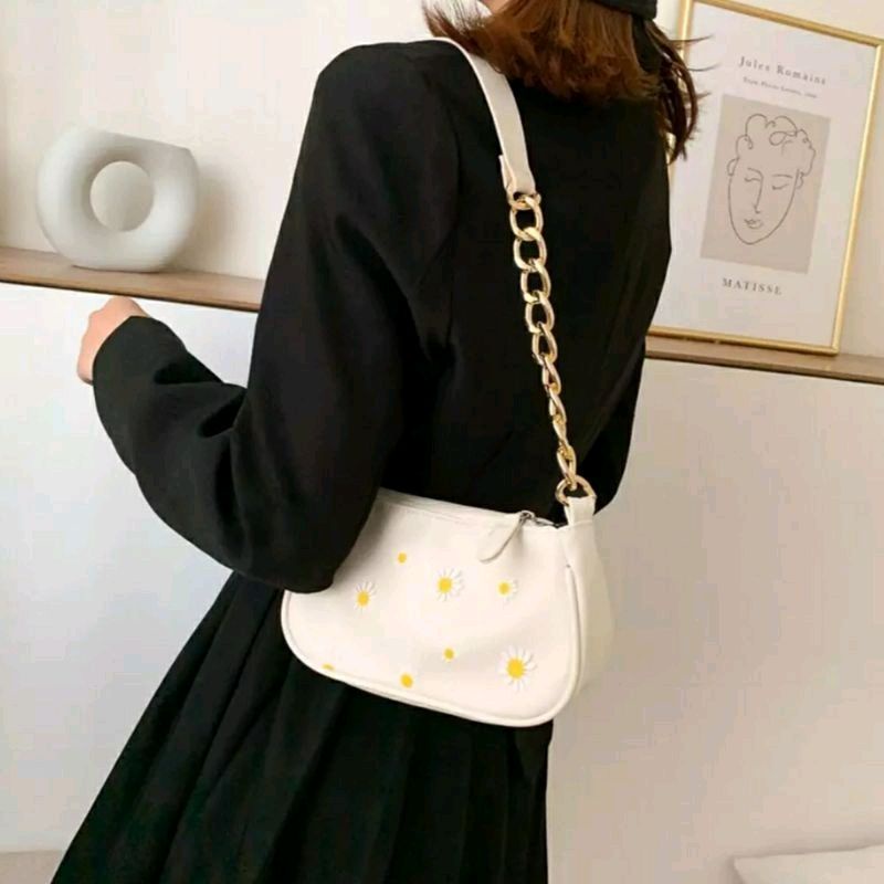 Shoulder Bag Tas Vintage bunga Rante besi Tas shoulder bag wanita vintage Daisy