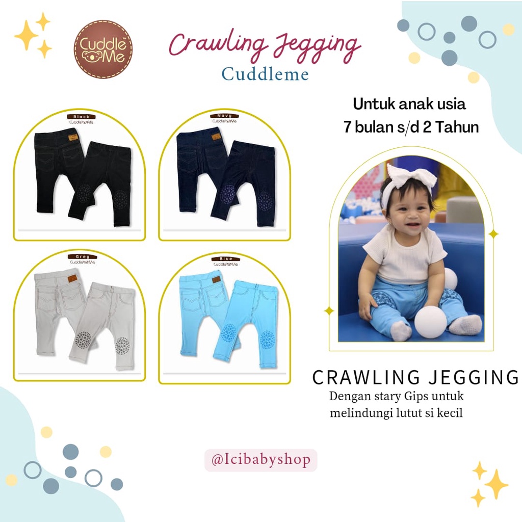 (BISA COD) IBS Crawling Jegging Bayi Cuddle Me Celana Merangkak Jegging Jeans Bayi 2 in 1