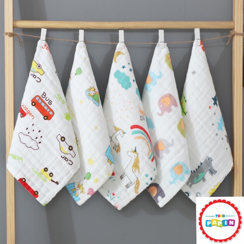 TokoPapin Sapu Tangan Bayi Handuk Waslap Katun Cotton Premium Lembut Anak Bayi Motif