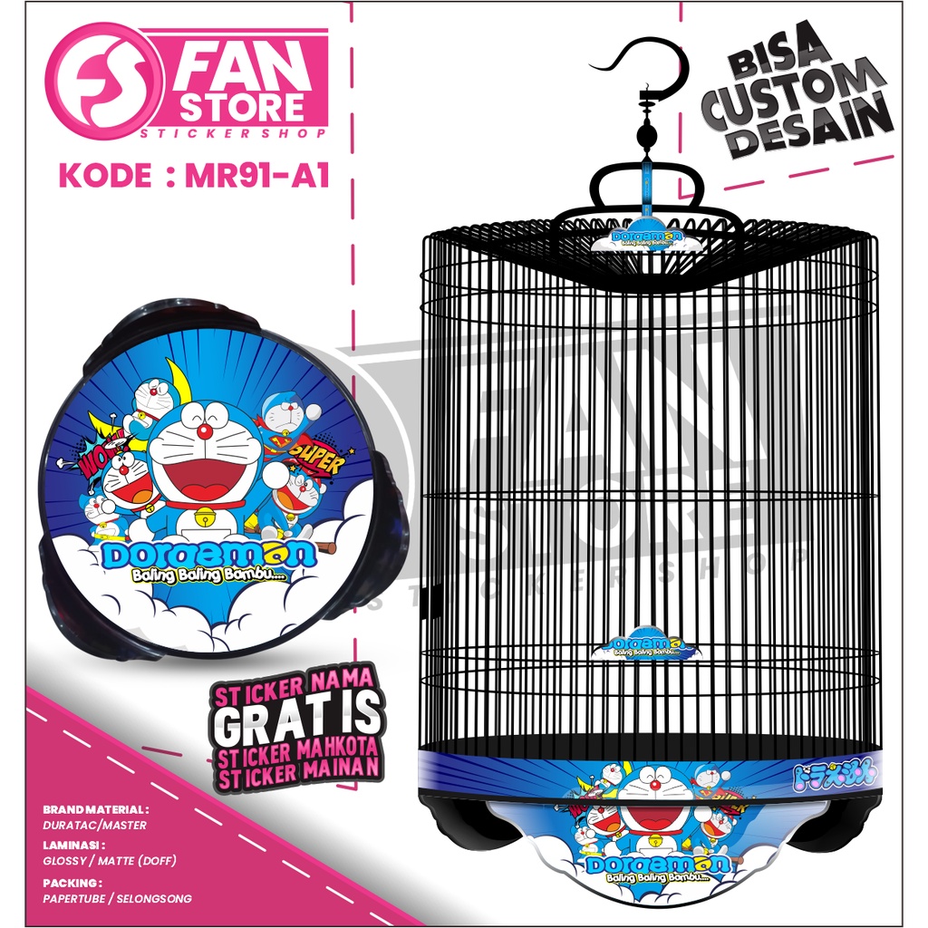 Sticker Tebok Burung Murai - Sticker Decal Kandang Murai - Stiker Tebok Murai Doraemon