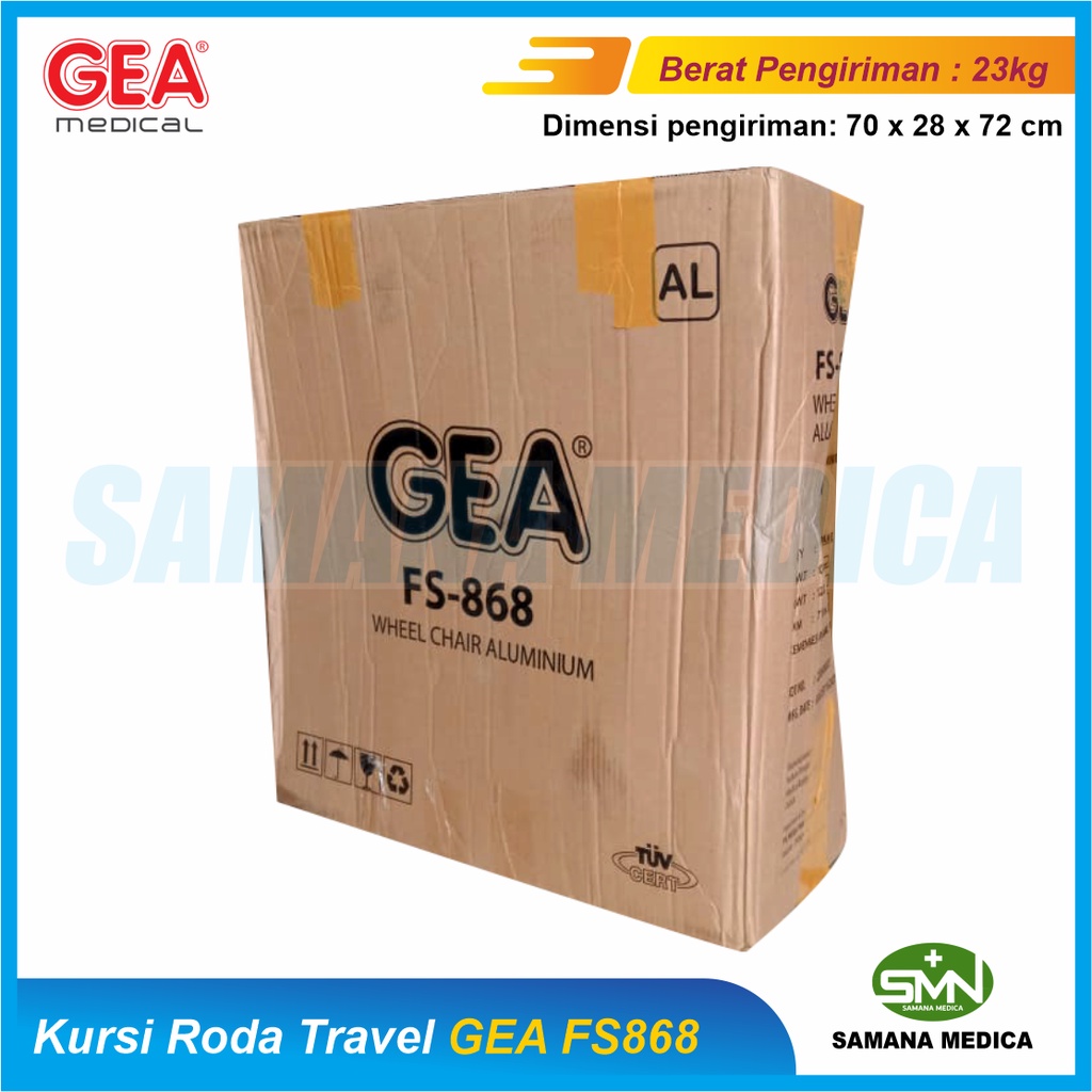 Kursi roda Travelling FS868 GEA Rangka HITAM Roda Kecil Cocok Buat Jalan Jalan Promo Murah