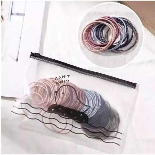 LS Karet Ikat Rambut Korea FREE ZIP BAG Isi 100 PCS AKSESORIS RAMBUT