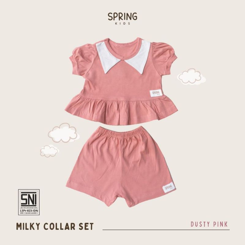 SPRING KIDS - MILKY COLLAR SET - SETELAN BAJU ANAK PEREMPUAN - BAJU ANAK - SET ANAK