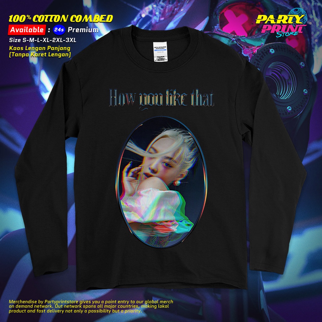 Partyprintstore Kaos Lengan Panjang Pria Band Musik Blackpink Bts Kpop HYLT Jennie II