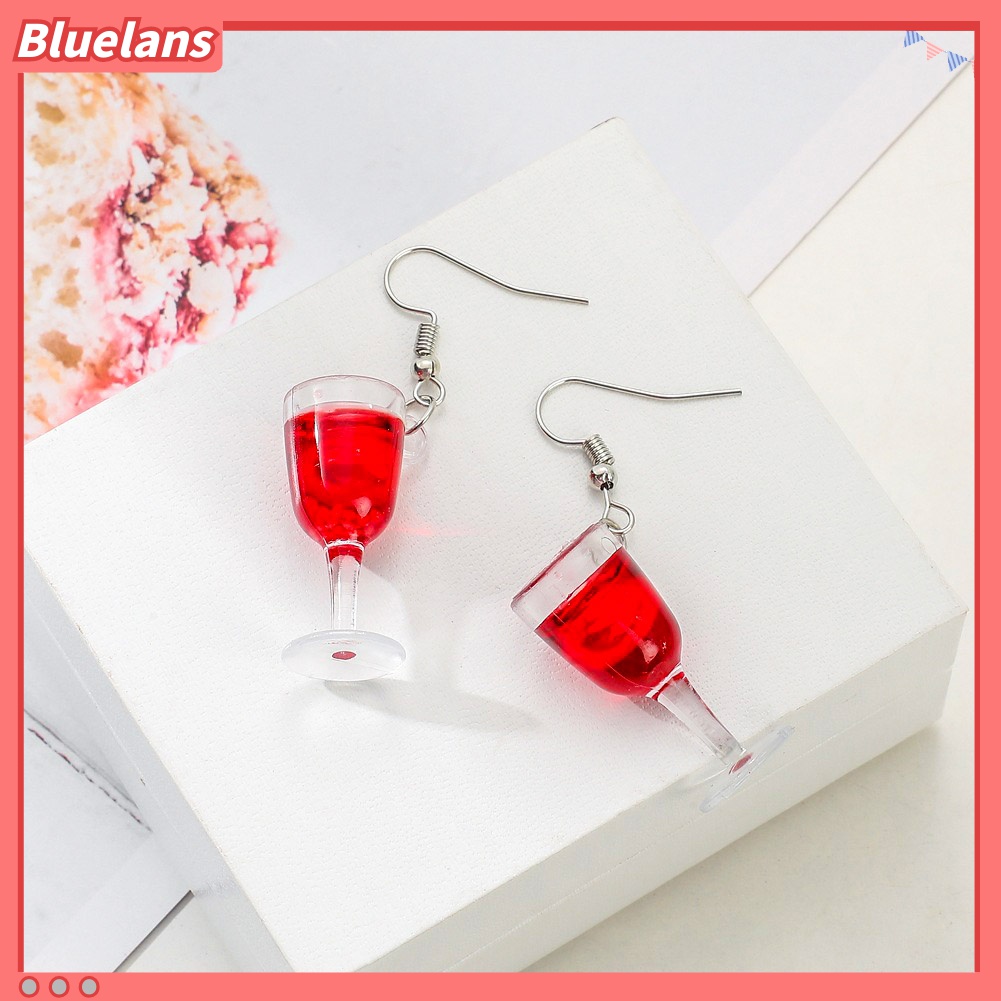 Anting Kait Gantung Desain Gelas Wine Bahan Resin Untuk Wanita