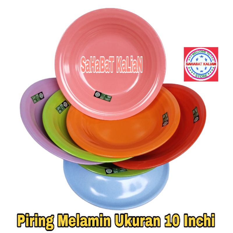 (6 Piring)  Piring Melamin Golden Flying Fish P1001 Ukuran 10 Inch