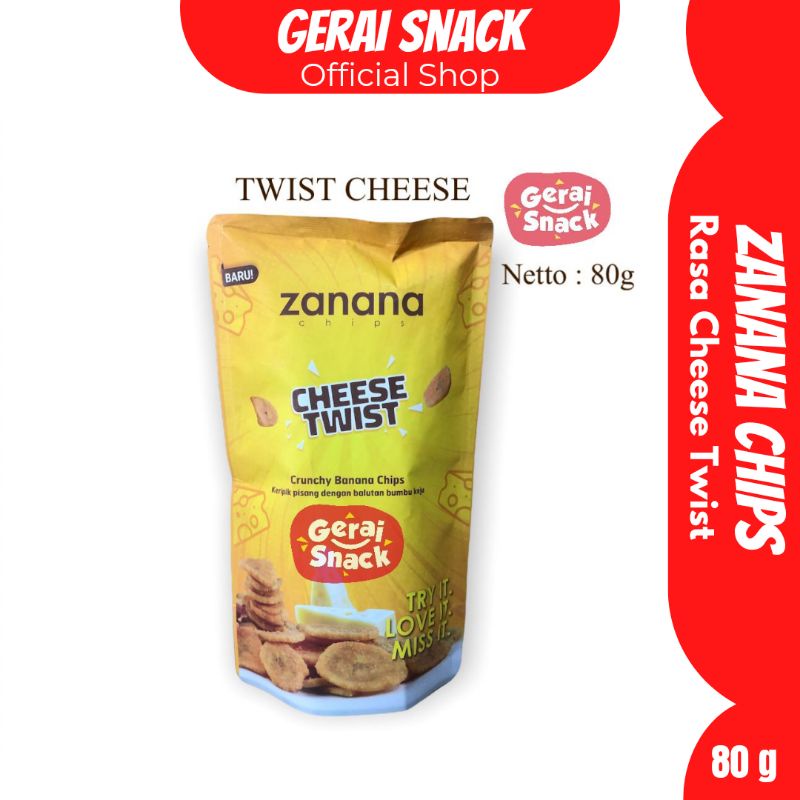 Keripik Pisang Zanana Chips Rasa Cheese Twist Varian Special 80g