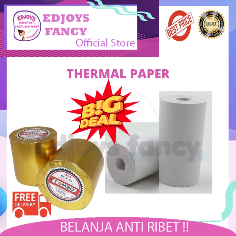 

Kertas Struk 80x80 Kertas Priter 80x50 Printer Thermal paper 57x30 Coreless 58X30 Kertas resi alamat label pengiriman