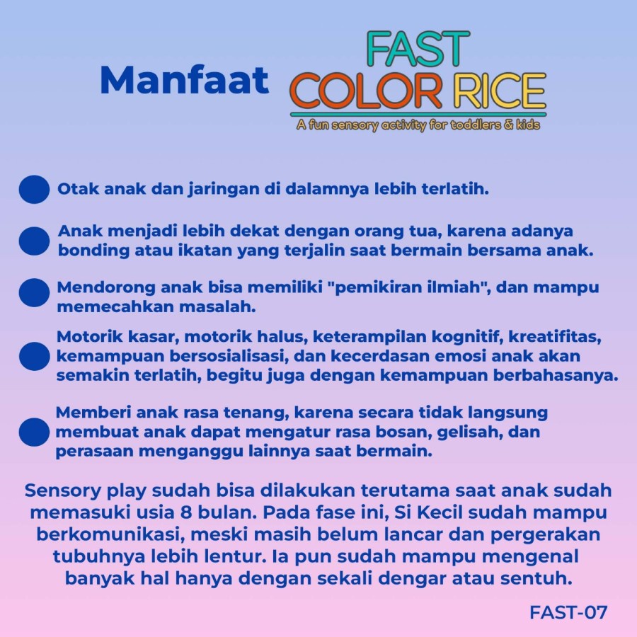 RICE COLOUR Mainan Anak Edukasi Motorik Rainbow Montessori Education