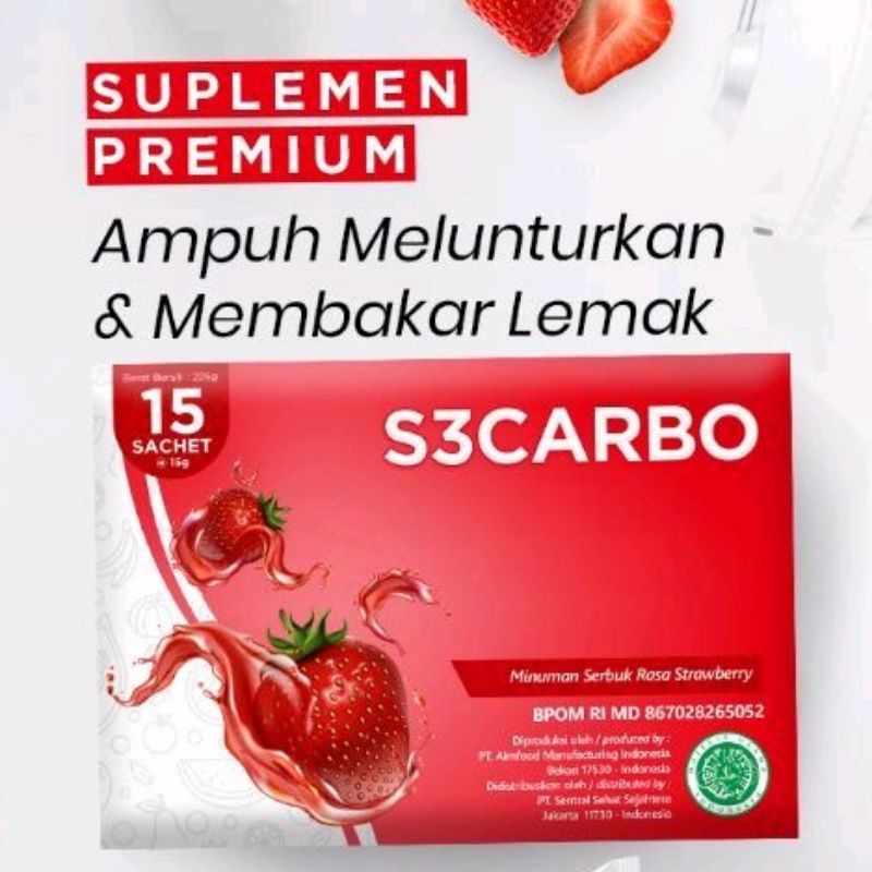 s3 carbo isi 15 sachet original rasa stroberi