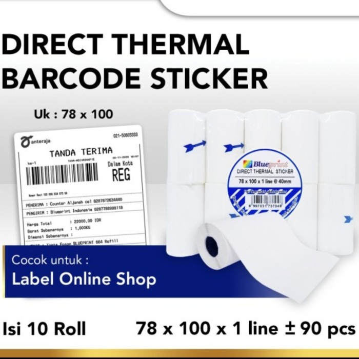 

Kertas Thermal Kertas Thermal Sticker Label Blueprint 78X100 78100 40Mm Bp Lite 80
